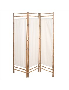 Paravento in bambù con tela bianca 135x3x160 cm | Diamante Rosa