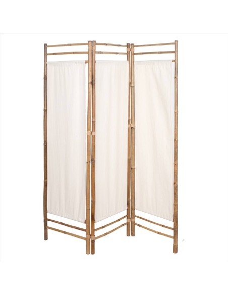 Paravento in bambù con tela bianca 135x3x160 cm | Diamante Rosa