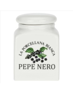 Barattolo decorato Pepe Nero Conserva 0,175L - La Porcellana Bianca