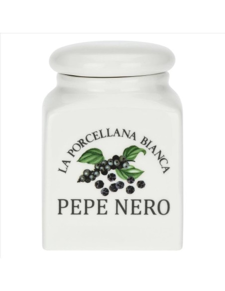 Barattolo decorato Pepe Nero Conserva 0,175L - La Porcellana Bianca