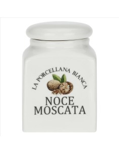 Barattolo decorato Noce Moscata Conserva 0,175L - La Porcellana Bianca