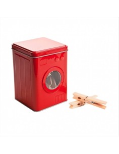 Scatola a forma di Lavatrice con mollette Bucato Diamante Rosa