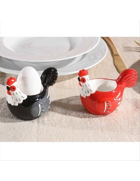 Portauovo Gallina in Ceramica – Rossa o Nera