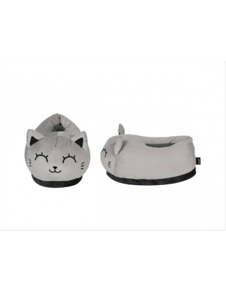 iTOTAL Pantofole Plush Gatto Grigio – Morbide e Coccolose 19x30x18 cm