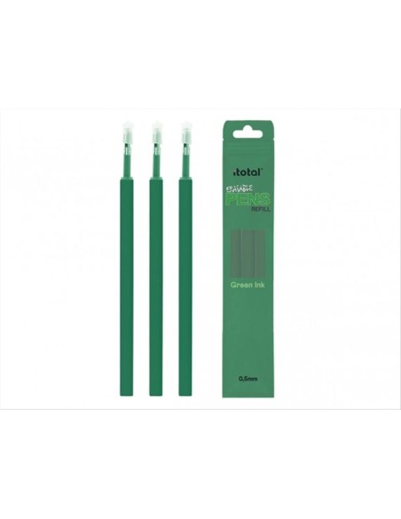 Ricariche Penne Cancellabili iTOTAL – 3 Pezzi Inchiostro Verde 4x11 cm