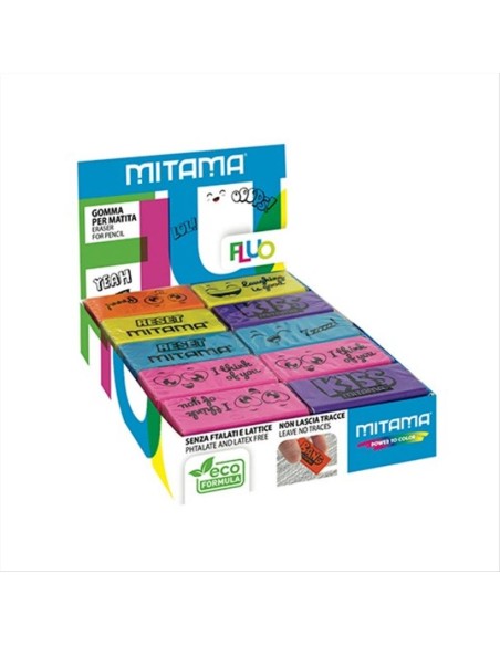 Gomma Fluo Mitama Media – 5 Colori Brillanti, Senza Tracce 🧼 Gomma Fluo Mitama Media – 5 Colori Brillanti, Senza Tracce 🧼