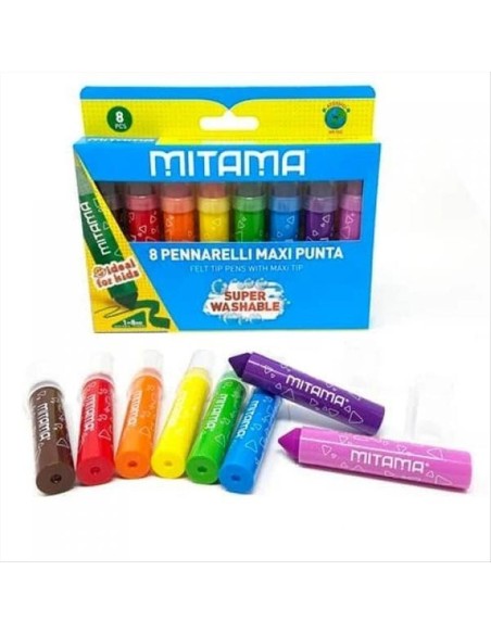 Pennarelli Super Lavabili Mitama – Maxi Punta 8 Colori ✨
