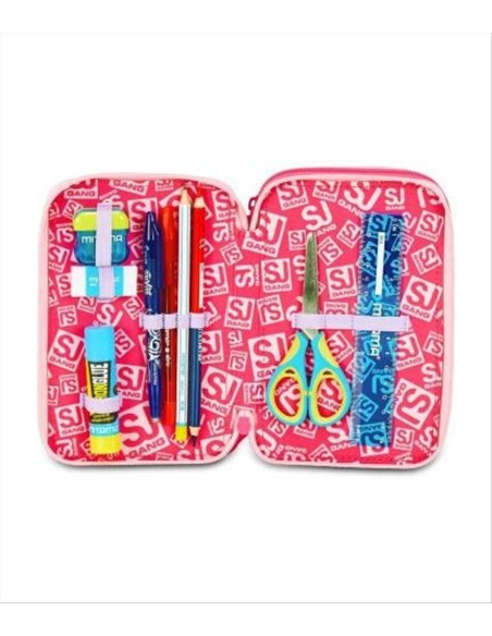 Astuccio SJ Gang 3 Zip 🐾 Cat LED – 45 Pezzi per Scuola Elementare | D