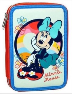 Astuccio 2 scomparti MINNIE Boho con cancelleria