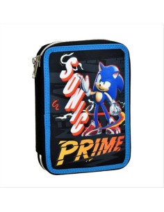 Astuccio 2 Scomparti SONIC THE HEDGEHOG PRIME con cancelleria incusa