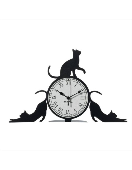 Orologio da Tavolo CATTITUDE 🕰️ | Design Ironico in Ferro Nero – Made