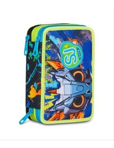 Astuccio SJ Gang 3 Zip ✨ Led Look – 45 Pezzi per Scuola Elementare | D