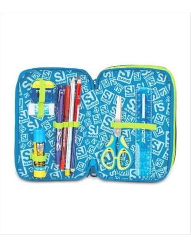 Astuccio SJ Gang 3 Zip ✨ Led Look – 45 Pezzi per Scuola Elementare | D