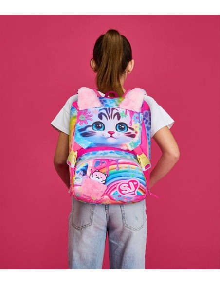 Zaino SJ Gang Cat LED 🐱✨ Occhi Luminosi E Estensibile | Diamante Rosa