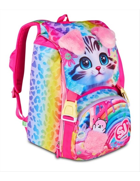 Zaino SJ Gang Cat LED 🐱✨ Occhi Luminosi E Estensibile | Diamante Rosa