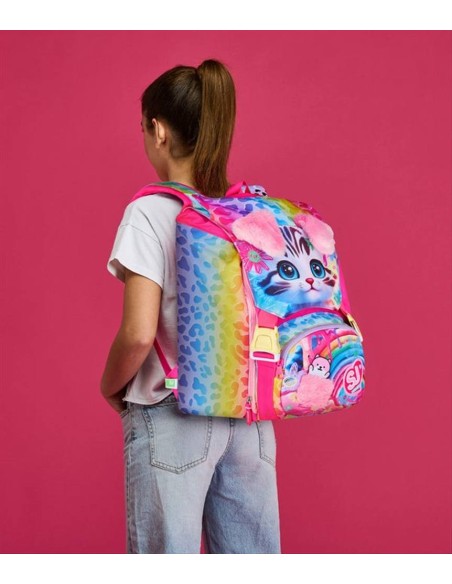 Zaino SJ Gang Cat LED 🐱✨ Occhi Luminosi E Estensibile | Diamante Rosa