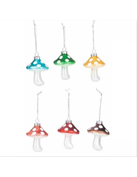 Fungo in Vetro Colorato per Decorazioni Natalizie 🍄 - 6 Varianti!