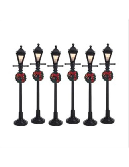 Gas Lantern Street Lamp Set da 6 64499 - Villaggio di Natale Lemax