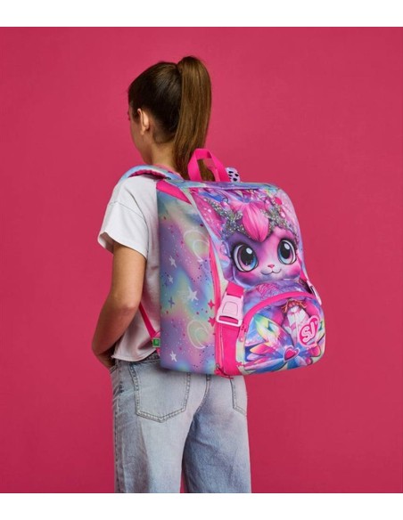 Zaino SJ Gang Cat LED 🐱✨ Occhi Luminosi E Estensibile | Diamante Rosa