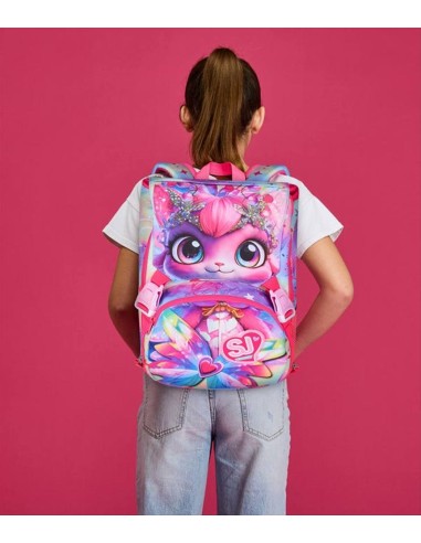 Zaino SJ Gang Cat LED 🐱✨ Occhi Luminosi E Estensibile | Diamante Rosa