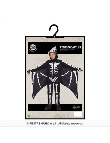 Costume Scheletro Dinosauro Pterodattilo – Taglie 3-9 Anni con Ali e G