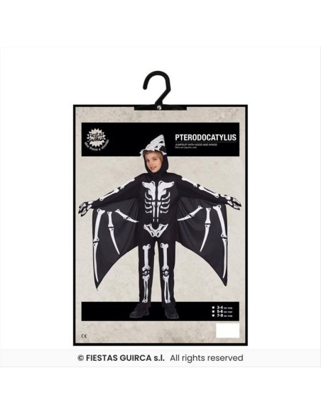 Costume Scheletro Dinosauro Pterodattilo – Taglie 3-9 Anni con Ali e G