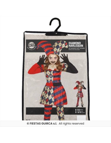 Costume Clown Arlecchino Bambina – Taglie 5-12 Anni