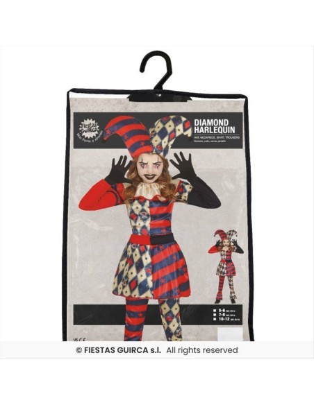 Costume Clown Arlecchino Bambina – Taglie 5-12 Anni