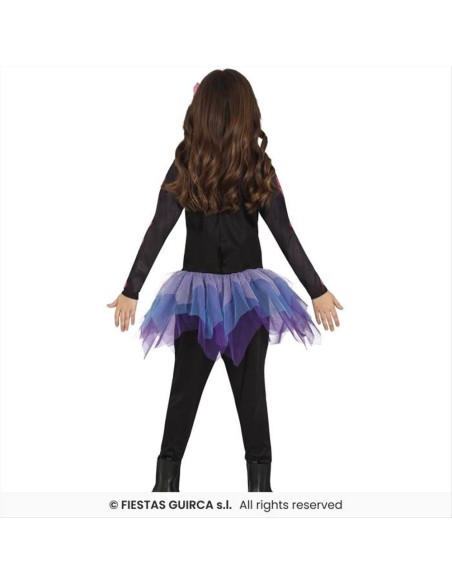 Costume Scheletro Glam Bambina – Taglie 3-12 Anni con Gonna e Tuta