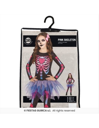 Costume Scheletro Glam Bambina – Taglie 3-12 Anni con Gonna e Tuta