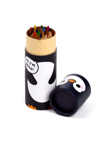 Tubo con matite colorate 12pz - PINGUINO 2 varianti (1pz)
