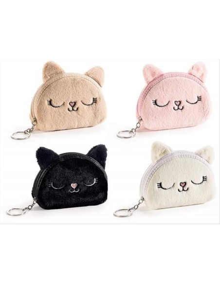 Astuccio portamonete e portachiavi Plush Gatto – 4 colori