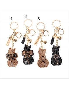 Portachiavi GATTO con strass e pendenti - 4 varianti