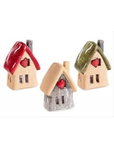 Casetta in Terracotta con LED H16cm – 3 Colori Decorativi