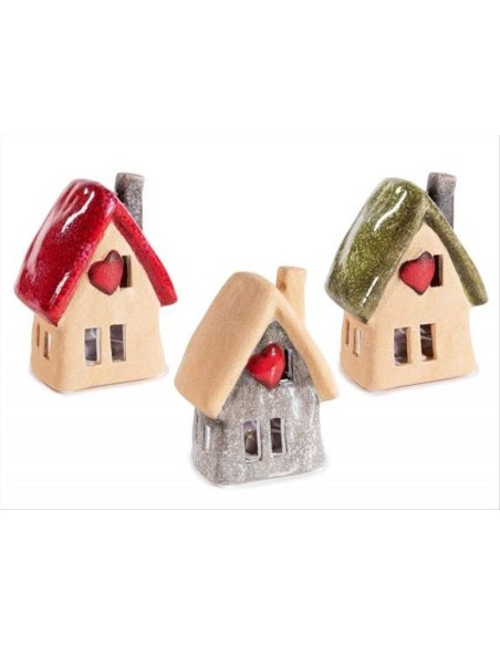 Casetta in Terracotta con LED H16cm – 3 Colori Decorativi