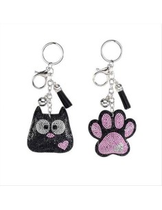 Portachiavi Stile Felino con strass - Gatto o Zampa (1 pz) 🐾💖