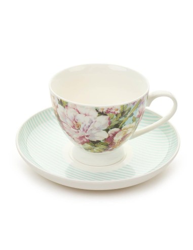 Tazza in porcellana floreale con piattino Grace Nuvole di Stoffa