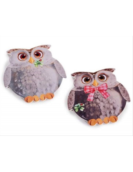 Sottopentola Gufo in Ceramica e Sughero 16x16cm – 2 Colori
