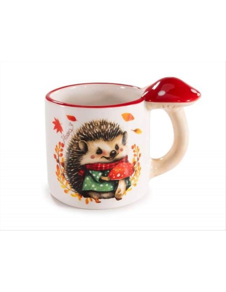 Tazza in Ceramica 200ml con Riccio e Manico Fungo