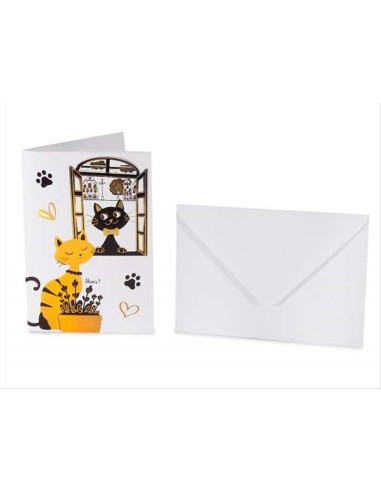 Biglietto augurale Pop-Up 3D Gatti con busta e dettagli dorati – 3 mod