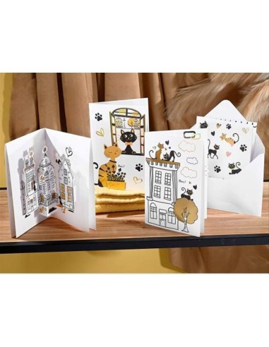Biglietto augurale Pop-Up 3D Gatti con busta e dettagli dorati – 3 mod