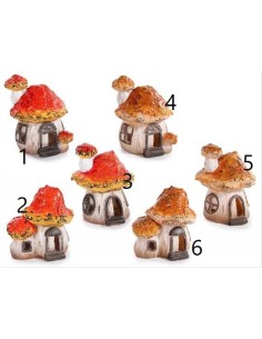 Fungo Casetta in resina LED H11cm - 6 modelli (1pz)