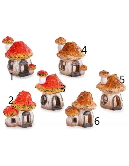 Fungo Casetta in resina LED H11cm - 6 modelli (1pz)