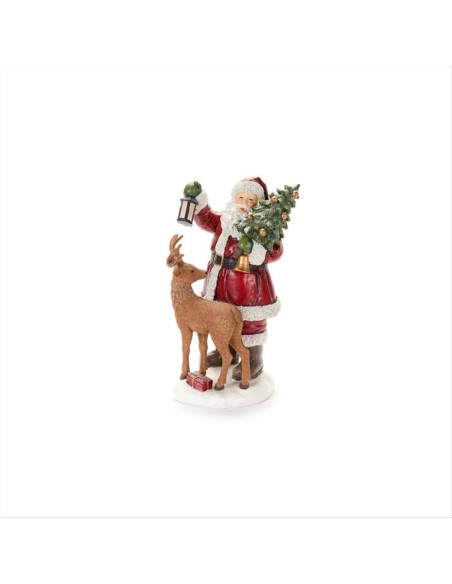 Babbo Natale con Renna in Resina H30,5cm – Decorazione Natalizia