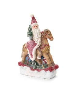 Babbo Natale su Cavallo H50cm Glitterato – Collezione La Giostra di Am