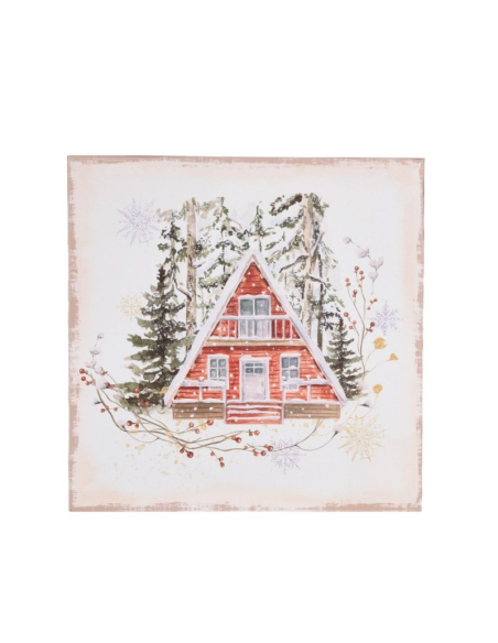 Tela Decorativa Natalizia 30x30cm – Baita o Slitta | Nuvole di Stoffa