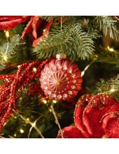 Pallina di Vetro Rosso Opaco con Dettagli Oro 8x6x8,5cm – Nuvole di St