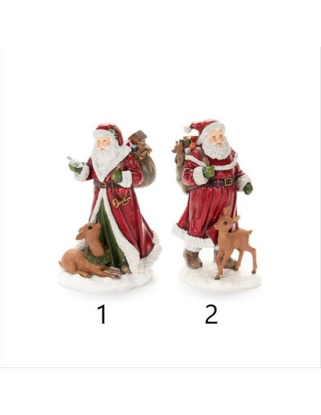 Babbo Natale con Cerbiatto in Resina H26cm – 2 Modelli