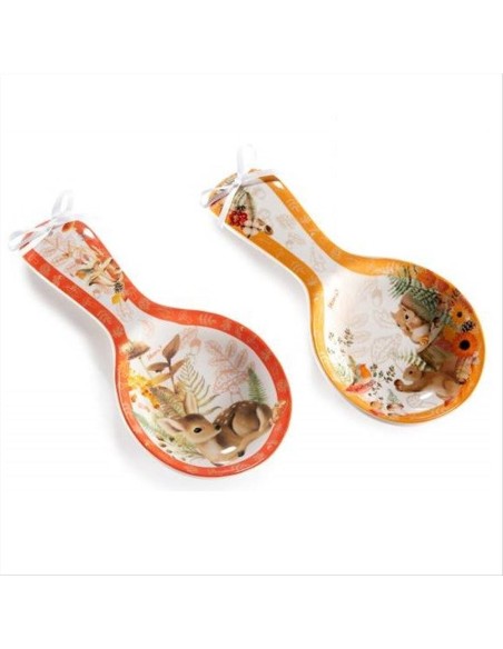 Poggiamestolo in Ceramica Amici del Bosco – 2 Modelli con Fiocco