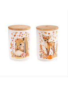 Barattolo Alimentare Amici del Bosco con Coperchio Bamboo – 2 Fantasie